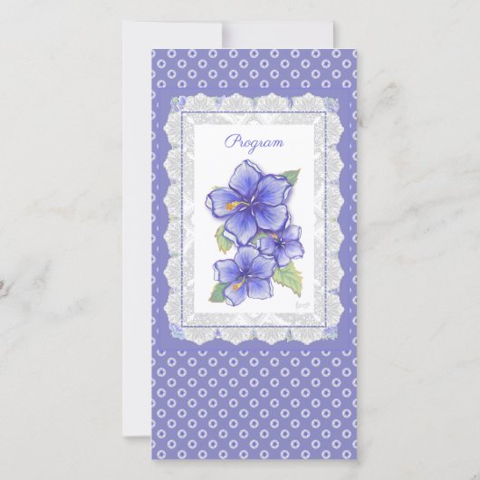 Carte Hibiscus & dentelle BLEU (Dos)