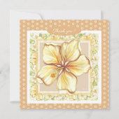 Carte Hibiscus & dentelle JAUNE (Devant)