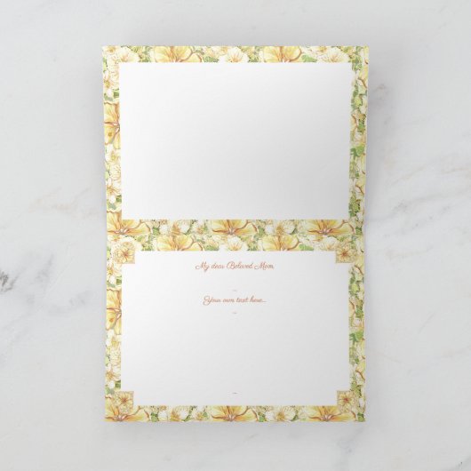 Carte Hibiscus & dentelle JAUNE (Intérieur)