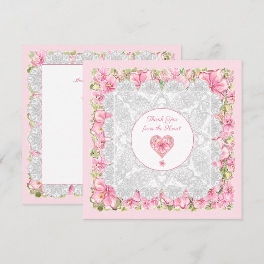 Carte Hibiscus & dentelle PINK (Devant / Derrière)