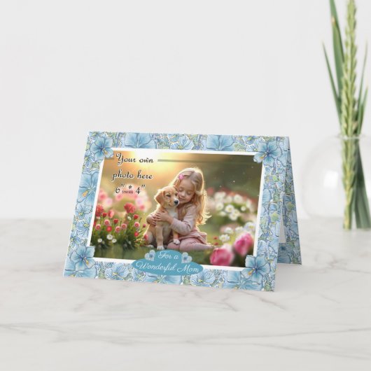 Carte Hibiscus & dentelle TURQUOISE (Devant)