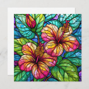 Carte hibiscus en verre tendu