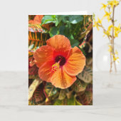 Carte Hibiscus et Croton (Fleur jaune)