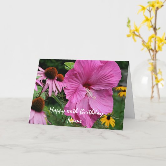 Carte Hibiscus Et Fleurs Amis Personnalisés Anniversaire (Fleur jaune)