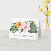 Carte Hibiscus floral tropical avec nom (Fleur jaune)