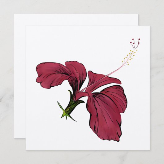 Carte Hibiscus Flower Note (Devant / Derrière)