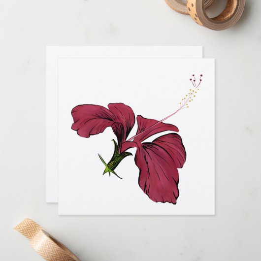 Carte Hibiscus Flower Note (Devant/Arrière en situation)