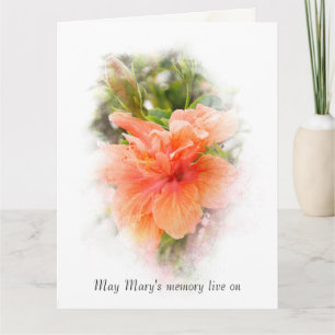 Carte Hibiscus orange avec nom Sympathie