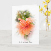 Carte hibiscus orange pour perte de mère (Fleur jaune)