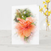 Carte hibiscus orange pour sympathie (Fleur jaune)