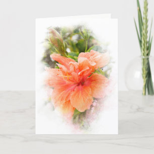 Carte hibiscus orange pour sympathie