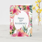 Carte Hibiscus rose 50e anniversaire de Mariage (Fleur jaune)
