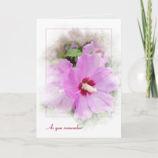 Carte hibiscus rose avec cadre de masque (Devant)