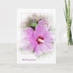 Carte hibiscus rose avec cadre de masque