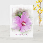 Carte hibiscus rose avec cadre masque sympathie (Fleur jaune)