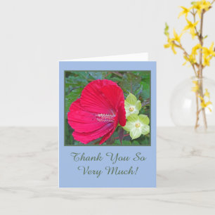 CARTE HIBISCUS ROUGE/FLORAL/"MERCI SI BEAUCOUP"