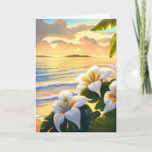 Carte Hibiscus Tropical Anniversaire (Devant)