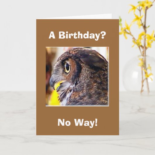 Carte hibou 2, Anniversaire ?, Pas question ! (Fleur jaune)