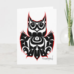Carte Hibou à cornes de style Coast Salish amérindien
