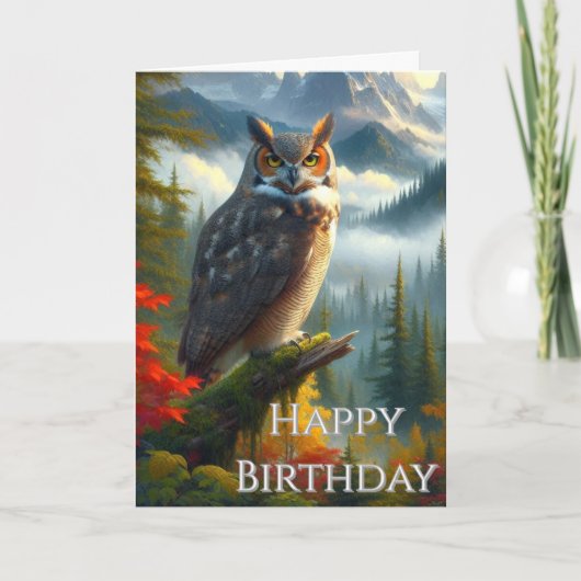 Carte Hibou à l'automne Hommes Joyeux anniversaire (Devant)