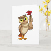 Carte Hibou avec rose (Fleur jaune)