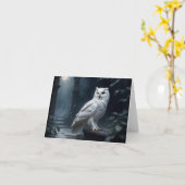 Carte hibou blanc dans la nuit (Fleur jaune)