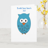 Carte Hibou d'anniversaire (mâle) (Fleur jaune)