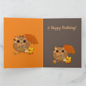 Carte Hibou d'automne et texte personnalisé (Intérieur)