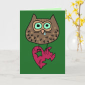 Carte Hibou de dessin animé triste avec cœur déchiré et (Fleur jaune)