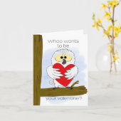 Carte Hibou de la Saint-Valentin (Fleur jaune)
