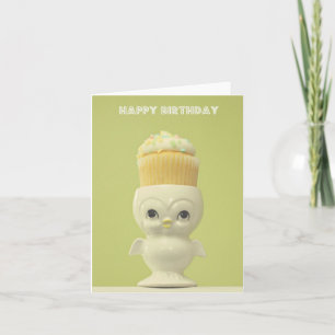 Carte Hibou de petit gâteau de joyeux anniversaire