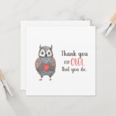 Carte Hibou de Remerciement pour les Enseignants (Devant/Arrière en situation)