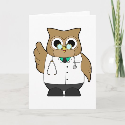 Carte Hibou en médecin avec stéthoscope (Devant)