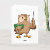 Carte Hibou enseignant avec livre et pointeur (Dos)