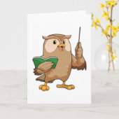 Carte Hibou enseignant avec livre et pointeur (Fleur jaune)