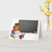Carte Hibou enseignant en classe (Fleur jaune)