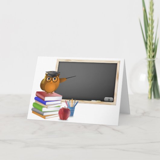 Carte Hibou enseignant en classe (Devant)
