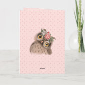 Carte Hibou et couronne de fleurs (Dos)