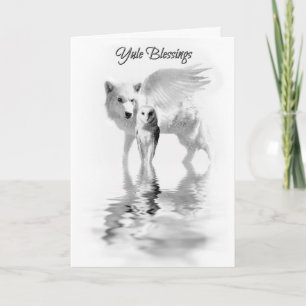 Carte Hibou et Loup ailé Solstice d'Hiver Yule