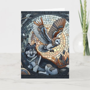 Carte Hibou et loup Mosaic Ai Art   Vide