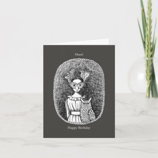 Carte Hibou et masqué dame Horror Goth Art Anniversaire (Devant)