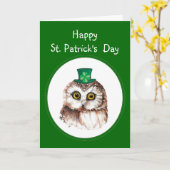 Carte Hibou mignon de shamrock du jour de St Patrick (Fleur jaune)