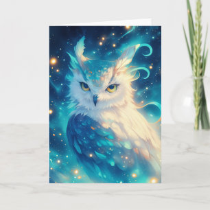 Carte Hibou Mystique Sous le Ciel Étoilé