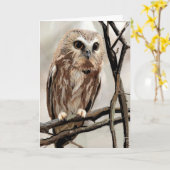 Carte Hibou pensant à vous (Fleur jaune)