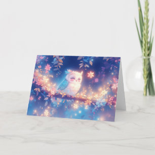 Carte Hibou rêveur dans un crépuscule en fleurs