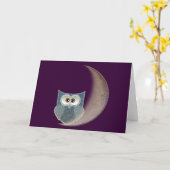 Carte Hibou sur la lune (Fleur jaune)