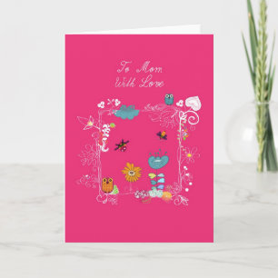 Carte hiboux et flowes mignons