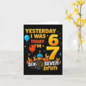Carte Hier j'avais 6 ans aujourd'hui j'ai 7 ans Six Sept (Fleur jaune)