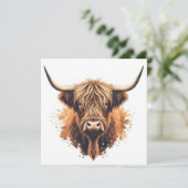 Carte Highland Coo Greeting Card -  (Debout devant)