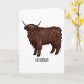 Carte Highland cow (Fleur jaune)
